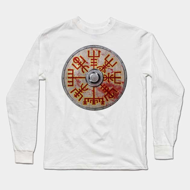 Viking Shield Design - Vegvisir Long Sleeve T-Shirt by Art of Arklin